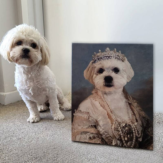 Queen Maria Pet Portrait Funny Cat and Dog Prints Pet Paintings