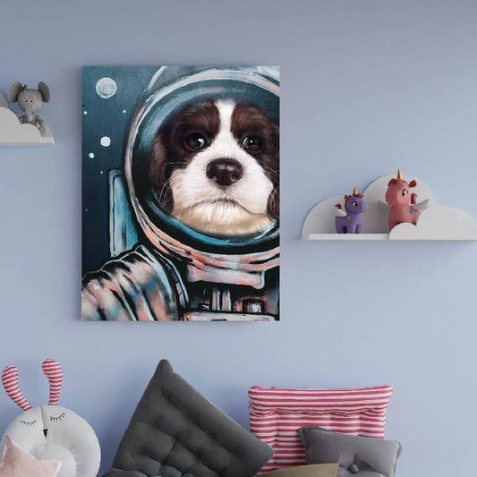 Astronaut Dog Portrait Custom Cute Pet Portrait Canvas