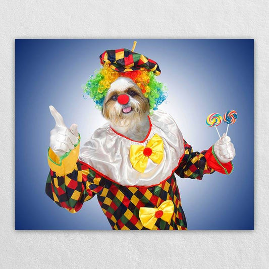 Cute Clown Art Dog Painting Funky Pet Portraits Dog Painting