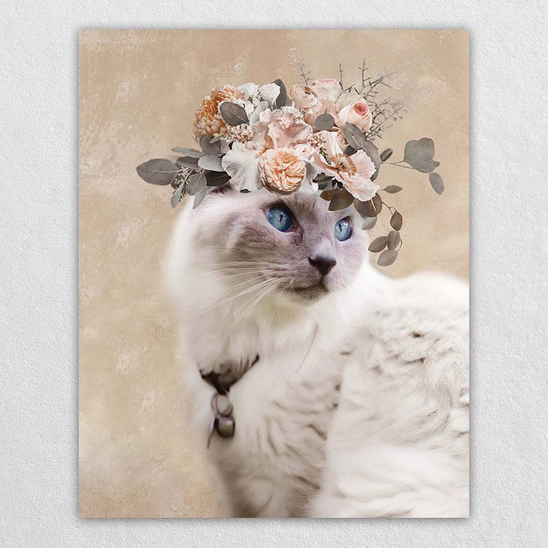 Pet Blossom Flower Crown Custom Canvas Wall Art