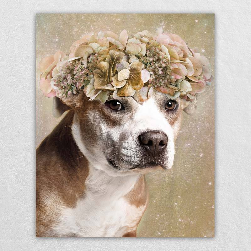 Pet Photos Into Art Dog With Flower Crown Painting