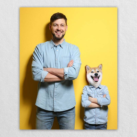 Man And Dog Portrait Pet Artwork