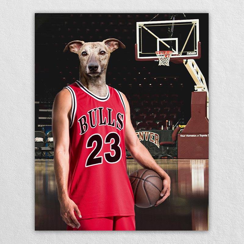 Basketball Genius Pet Dog In Clothes Portrait