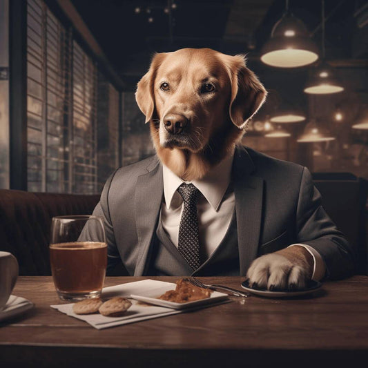 A Painting Of A Dog Pet With Suit