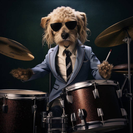 Pet Dog Plays The Drums Cat Drawings