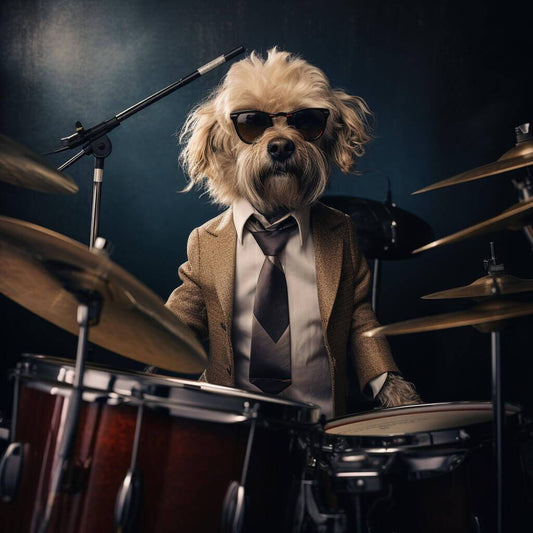 Drummer Dog And Cat Drawing