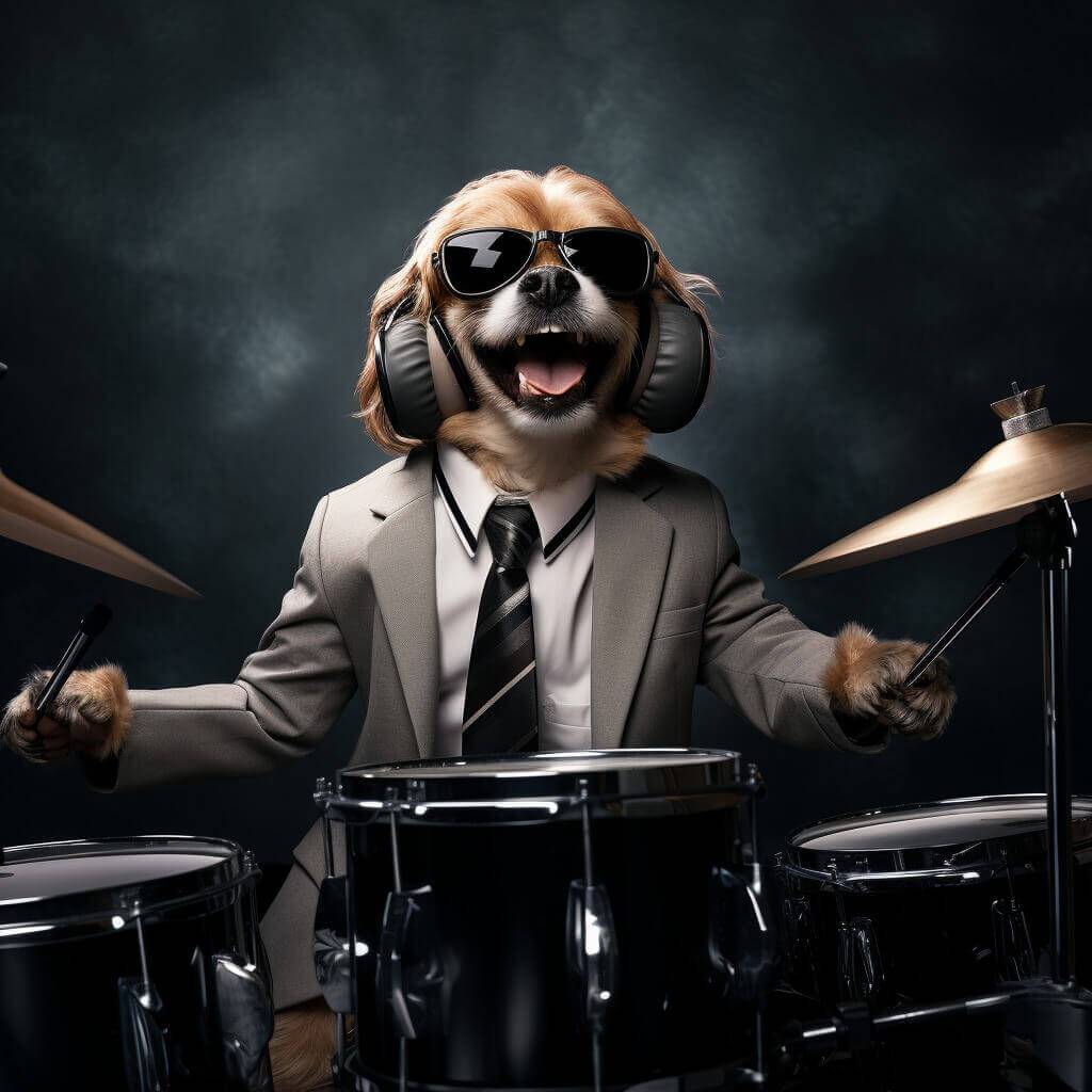 Rhythm Wizard Funny Cat Drawing Dog Portrait