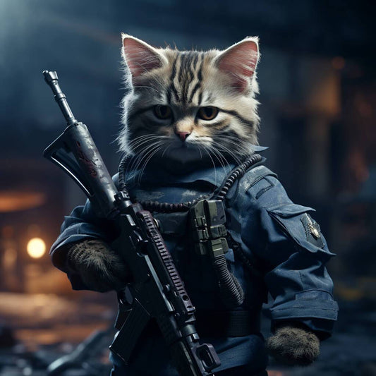 Navy Master Dog Soldier Portrait Cat Painting