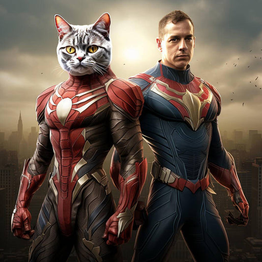 Superheroes Personalised Wall Art Portrait With Pet