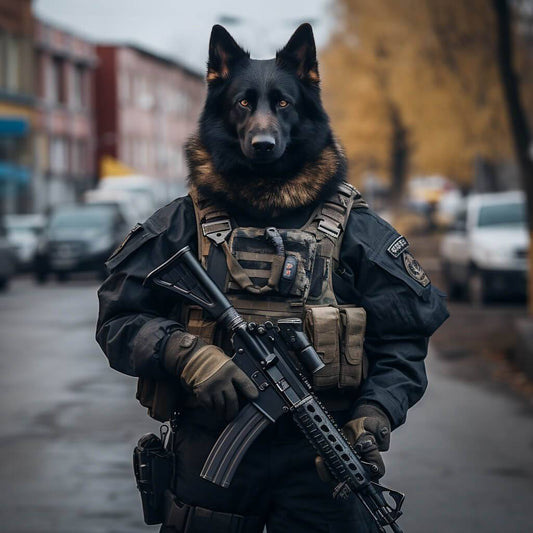 Police Officer Wall Decor Cat Dog Portrait Art