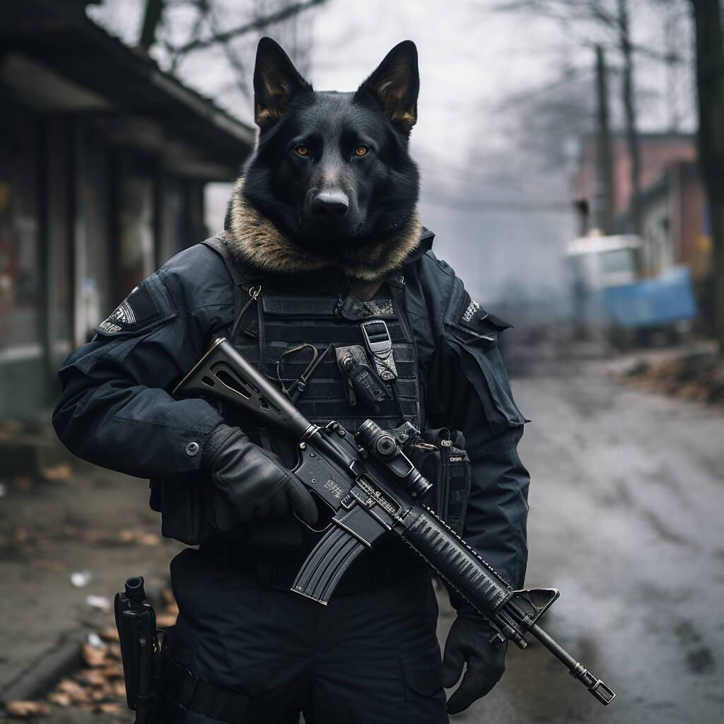 Police Paintings Cat Dog Canvas Portraits