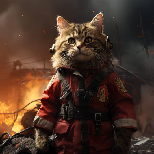 Fire Man Art Portrait Pet Dog Painting