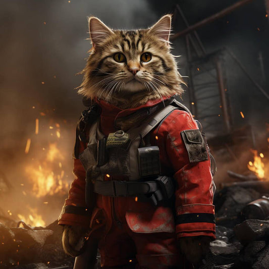 Custom Pet Firefighter Fun Dog Art