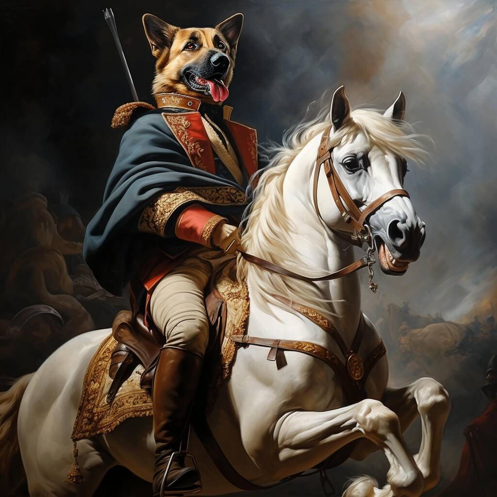 Pet Dog Portrait As Napoleon Pet Canvas