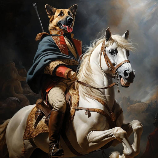 Pet Dog Portrait As Napoleon Pet Canvas