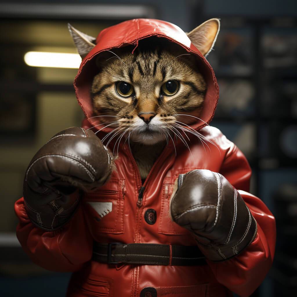 Funny Cat Boxing Canvas Personalized Pet Art