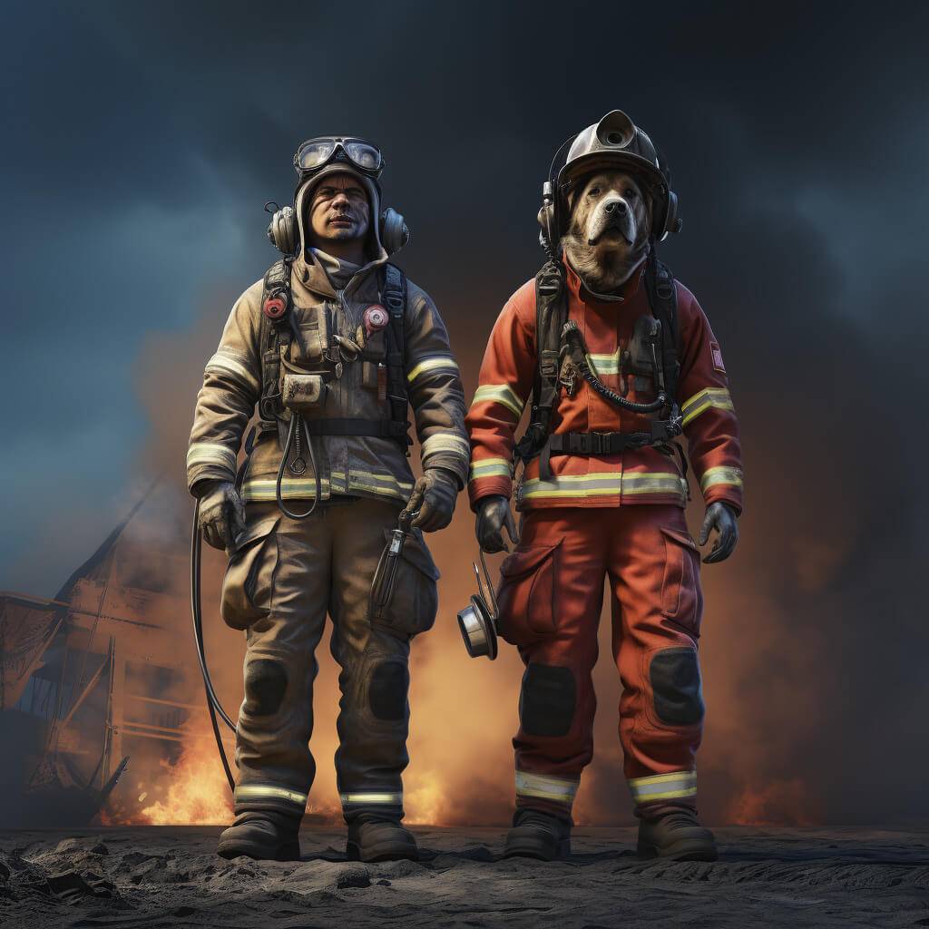 2 Firefighters Cool Canvas Painting Ideas For Pet And Human