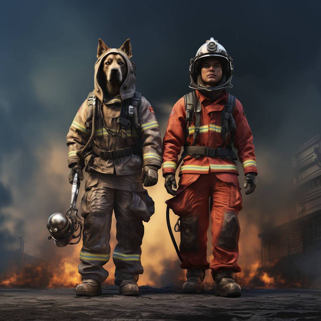 Modern Art Painting Ideas For Fireman Pet Owner Portrait