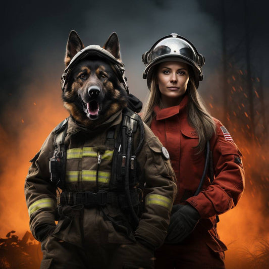 Funny Portrait Pets As Firefighter Portraits
