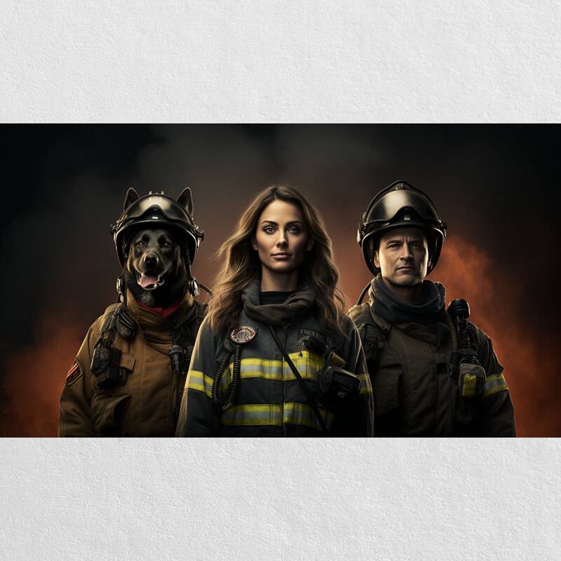 Hilarious Portraits Turn Pets And Owners Into Fire And Rescue Worker