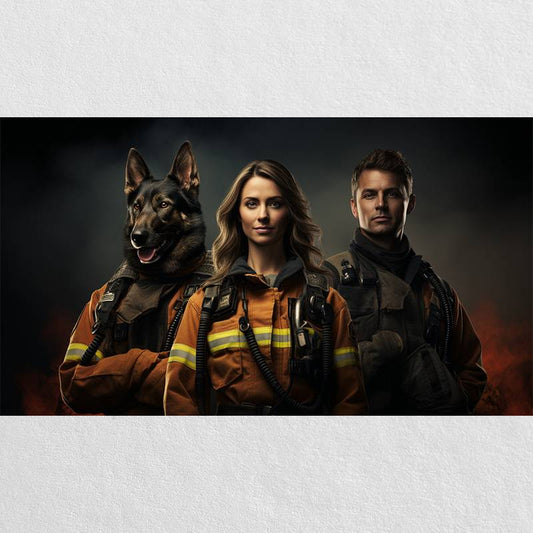 Custom Fireman Cat Dog Owner Portraits