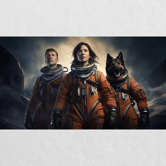 Pet And Family Portrait Painting Of Astronaut