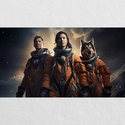Spaceman Wall Art Family Portrait With Pet