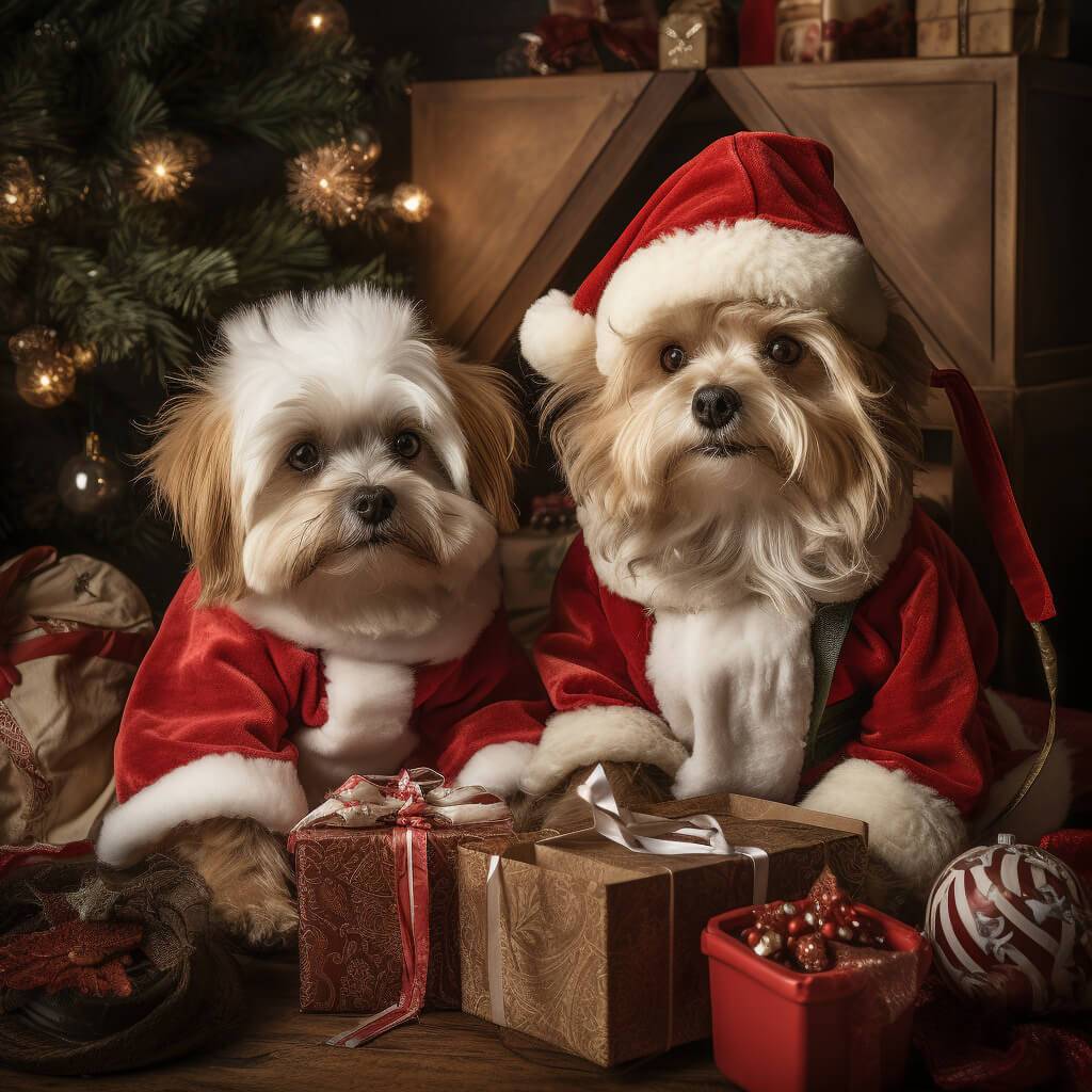 Custom Cat Dog Painting Portrait Santa Portrait Canvas