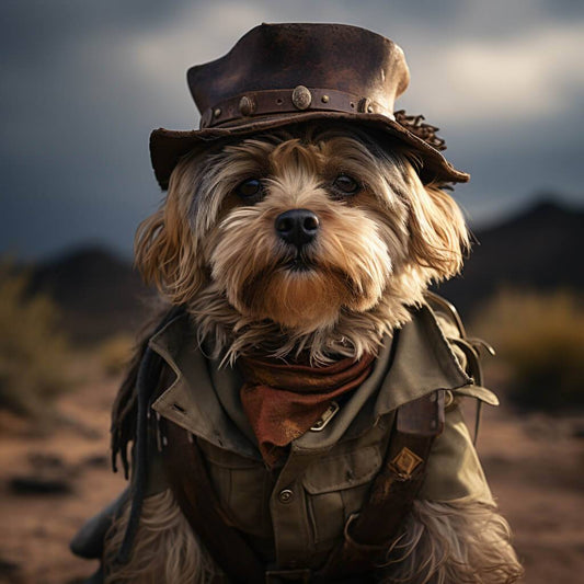 Funny Pet Portrait  Western Cowboy Artwork