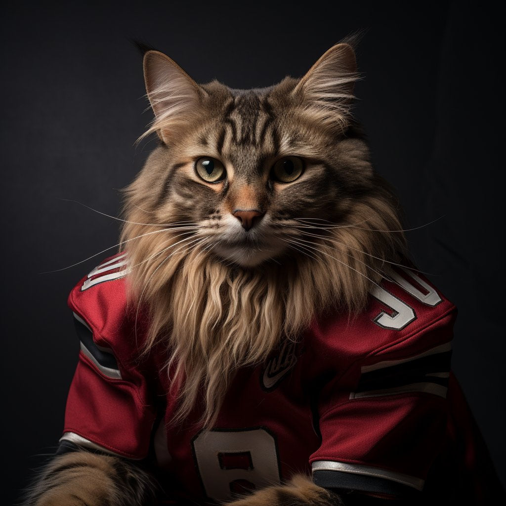 Pop Art Football Cat Canvas Wall Art