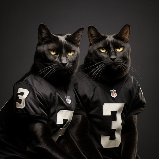 Cool Football Art Black And White Cat Canvas Art