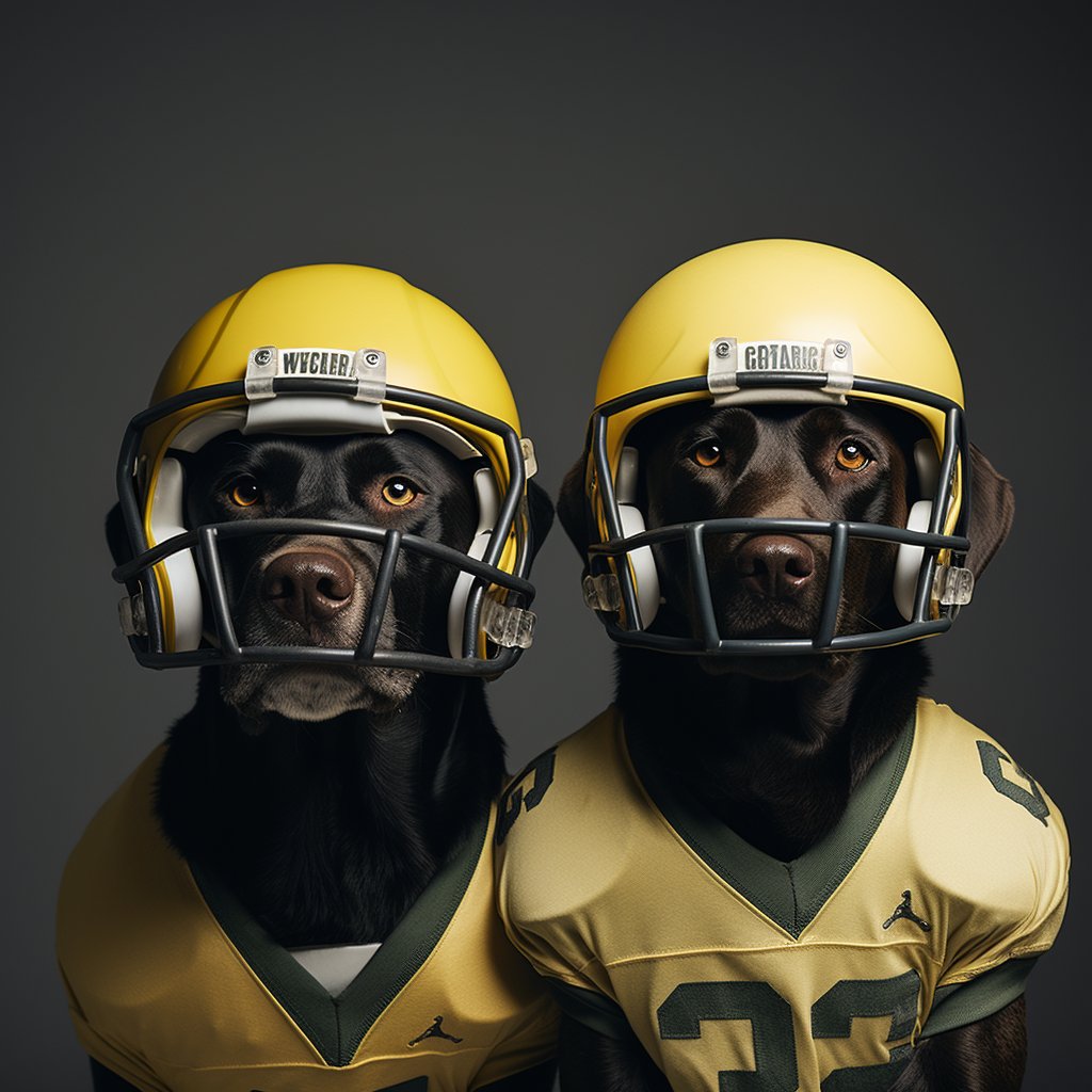 Funny American Football Photos Dog Portrait Prints Wall Art
