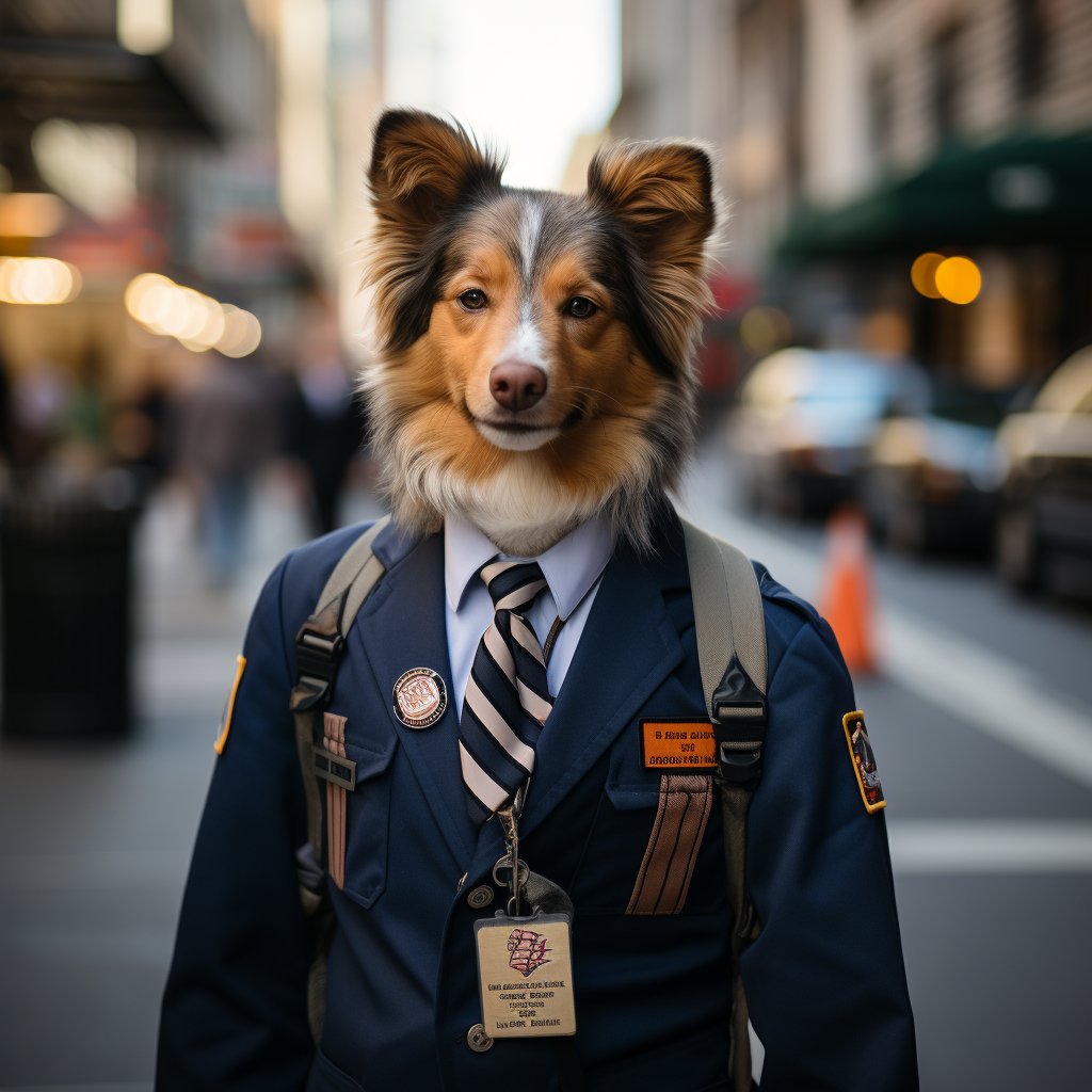 Cartoon Picture Of A Postman Modern Art Canvas Dog