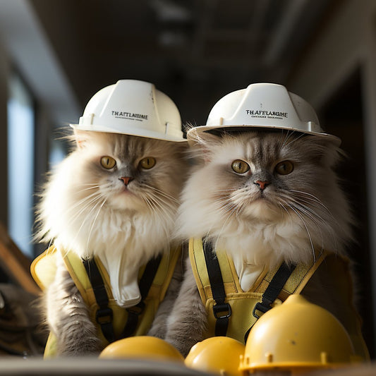 Building Innovator Cat Funny Art Image