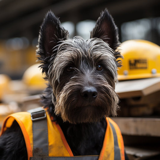 Team-Oriented Construction Worker Dog Art Image