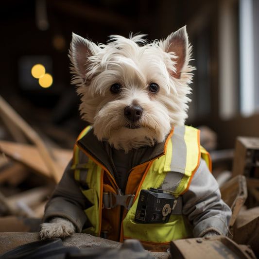 Energetic Construction Worker Dog Painting Art Image