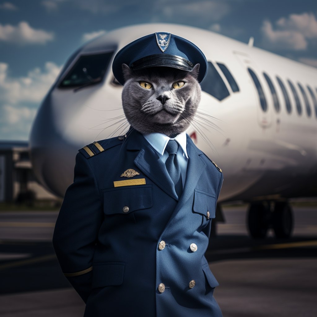 Seasoned Pilot Cat Art Photo Painting