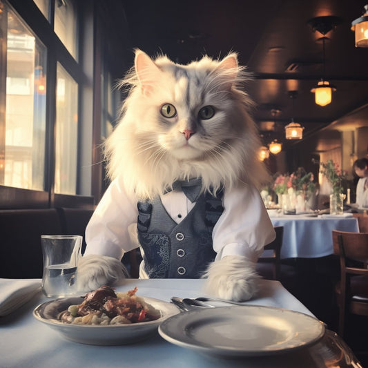 Welcoming Waiter Kawaii Cat Art Picture