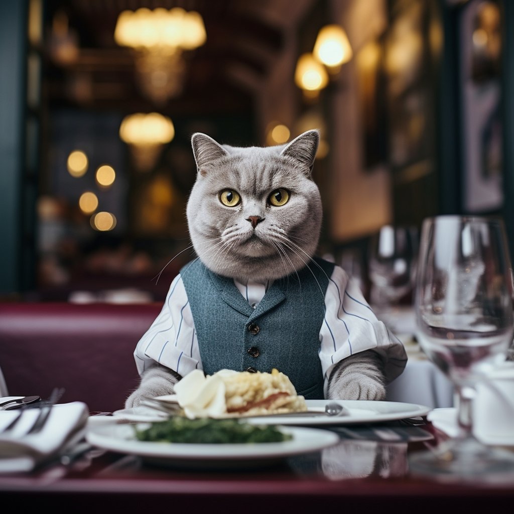 Professional Service Waiter Art Picture Of A Cat