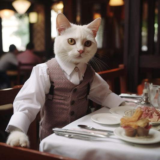 Outstanding Dining Waiter Art Picture By Cats