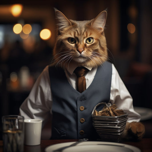 Hospitable Waitstaff Funny Cat Wall Art Pic