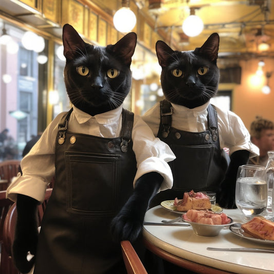 Charming Service Waitstaff Bad Cat Art Pic