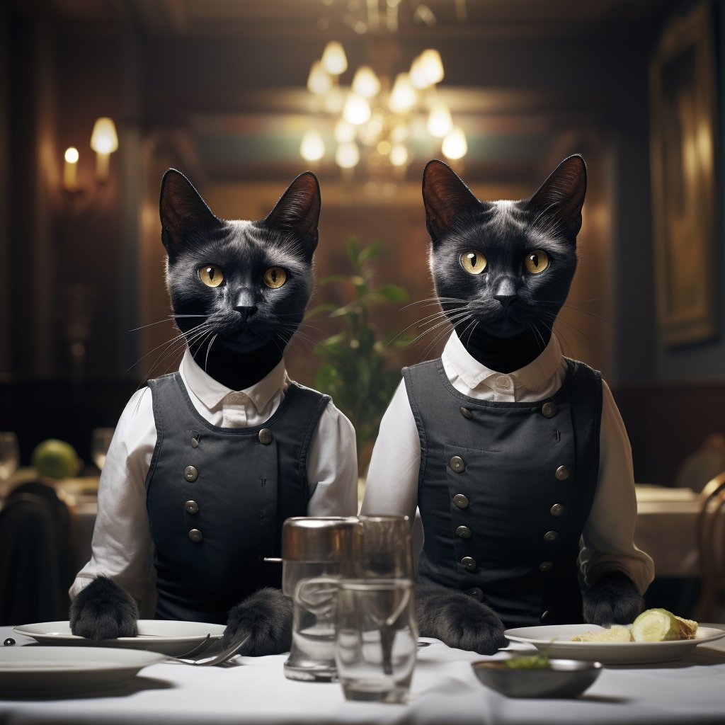 Professional Waiter Cat Character Art Pic