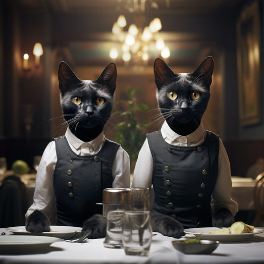 Professional Waiter Cat Character Art Pic