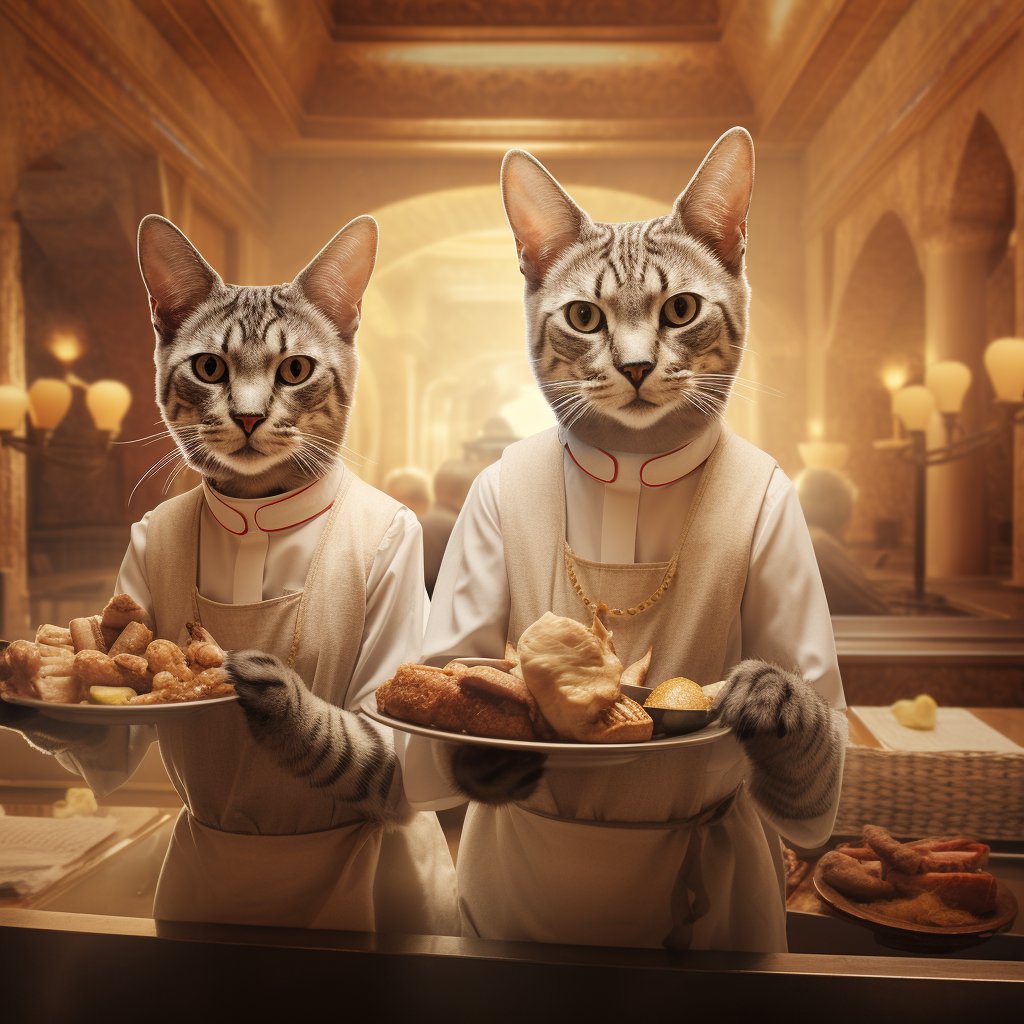 Diligent Waiter Art Pic By Cats