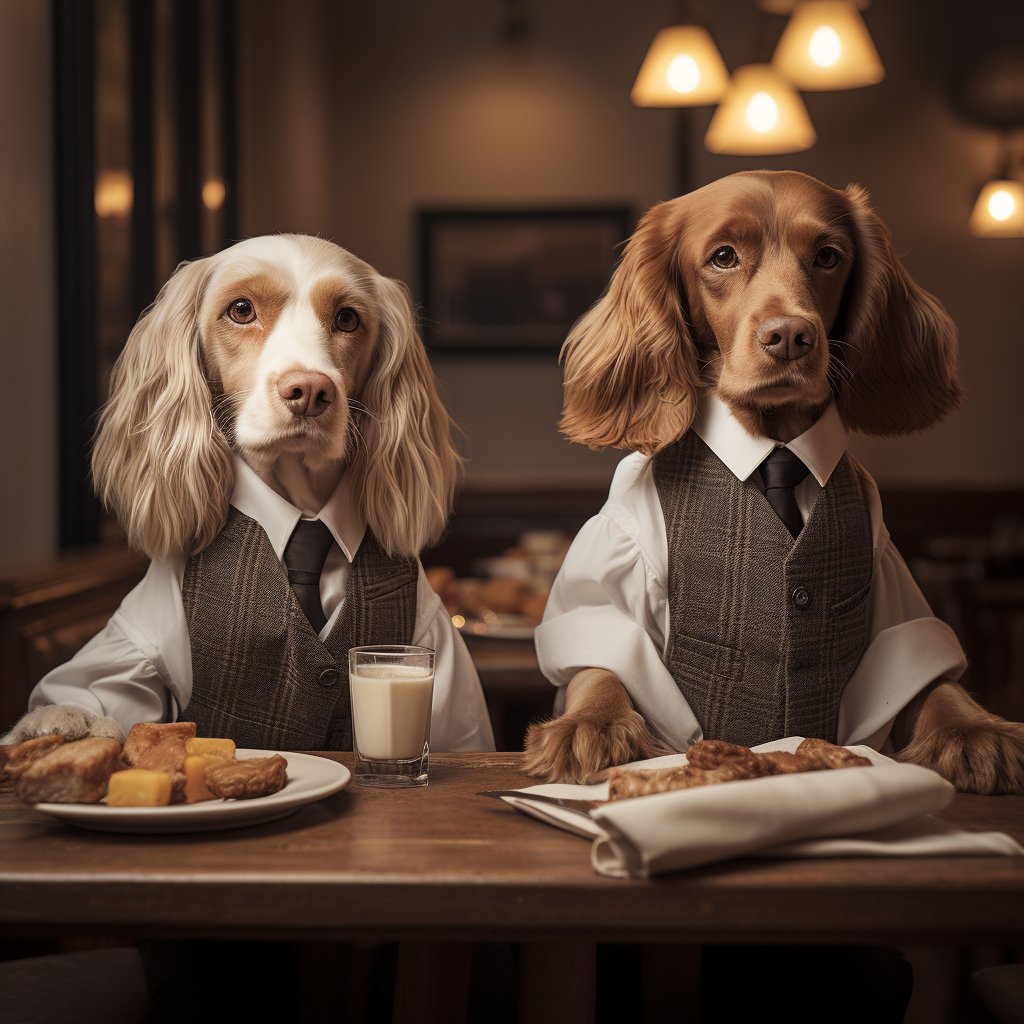 Attentive Dining Waiter Personalized Dog Wall Digital Art