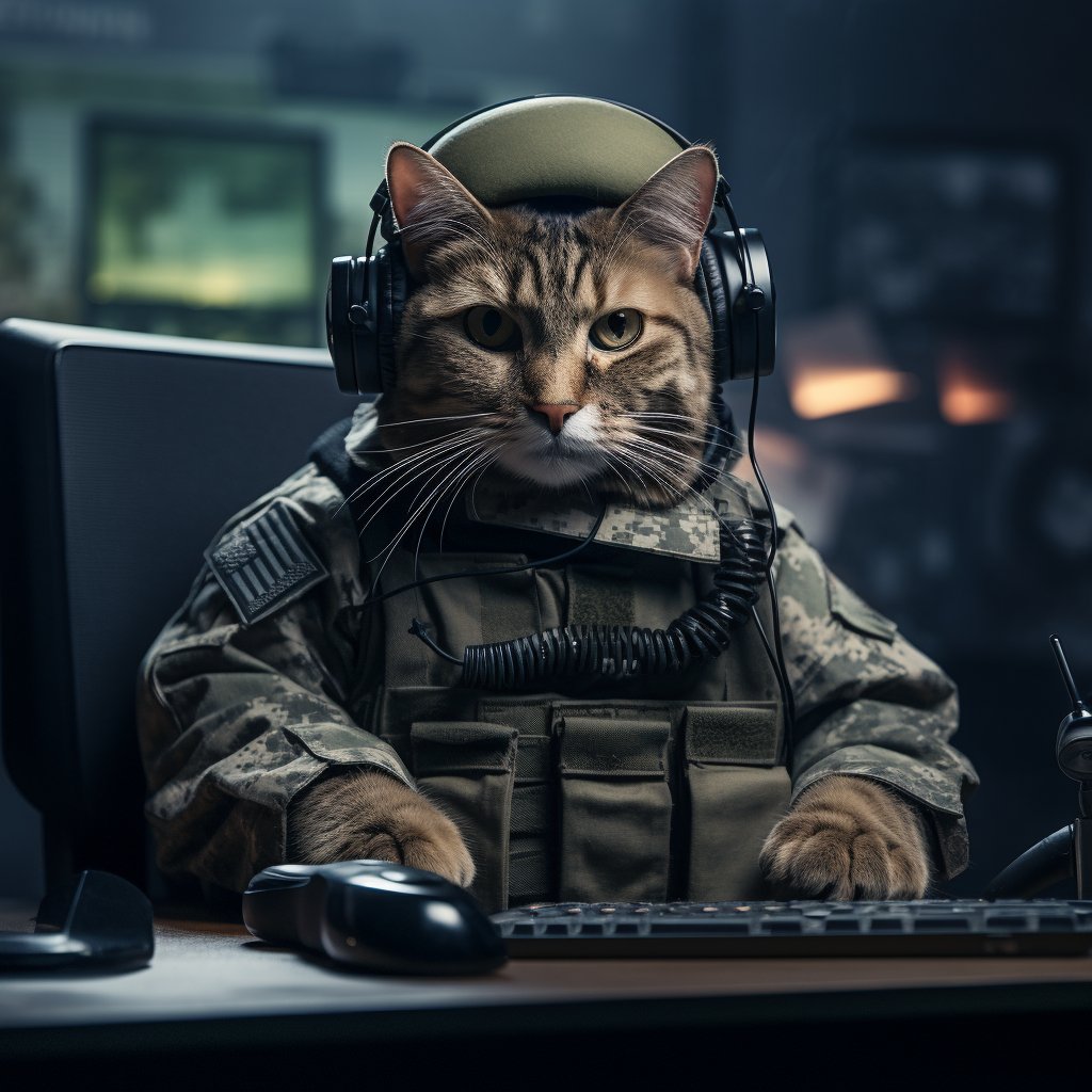 Technical Surveillance And Cyber Intelligence Gathering Cat Digital Art Wall