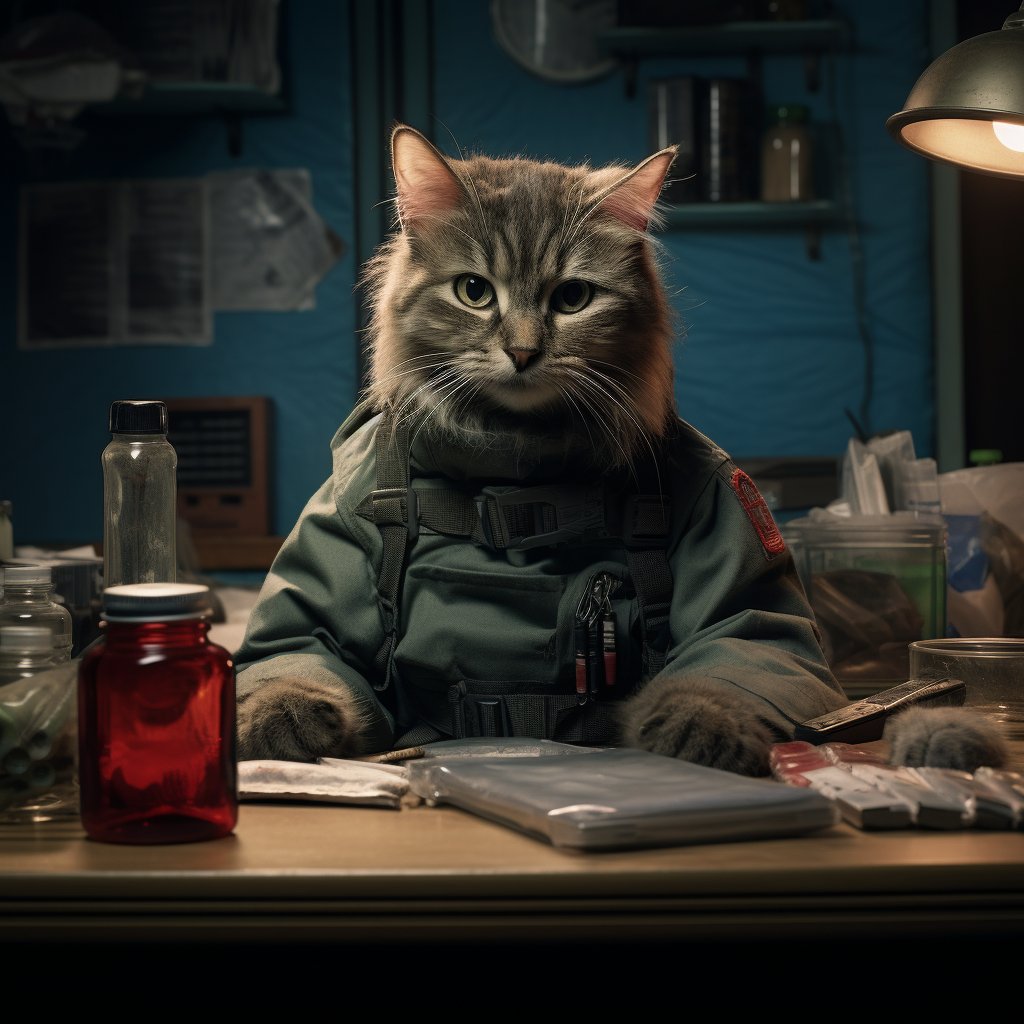 Wartime Physician Contemporary Cat Art Photograph