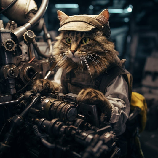 Skilled Engineer Soldier Cat Wall Art Prints