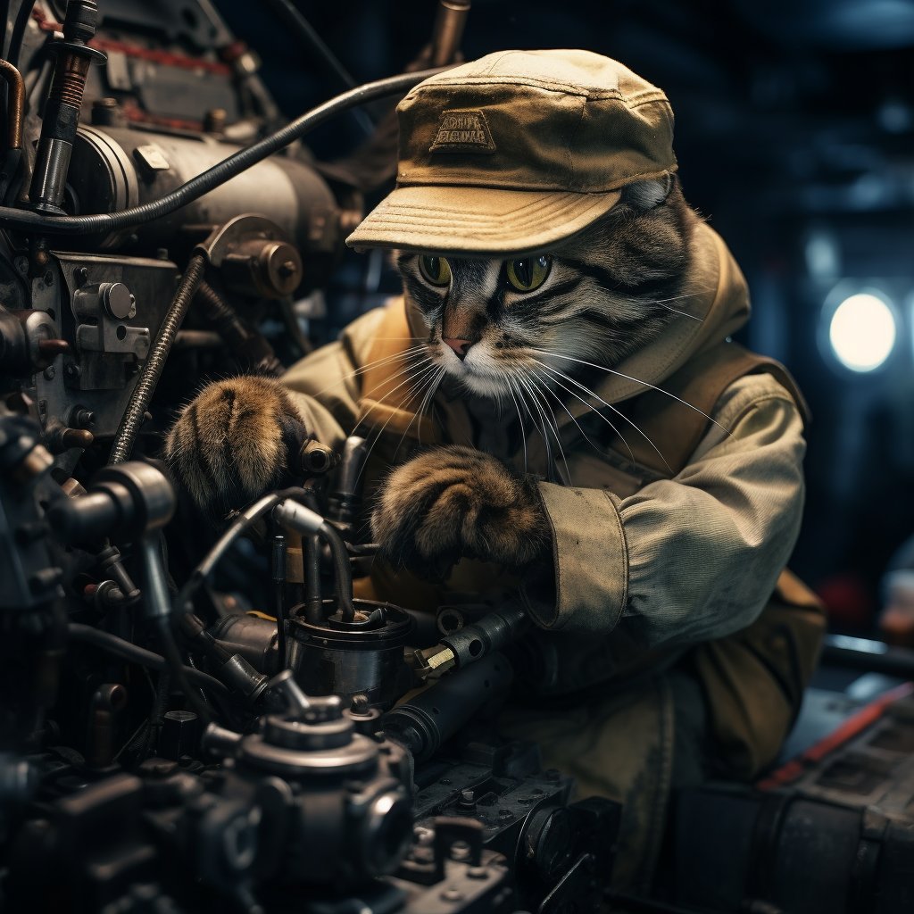 Daring Engineer Soldier Fat Cat Art Prints